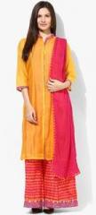 Biba Yellow Printed Salwar Kameez Dupatta women