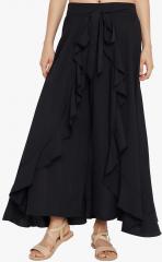 Bitterlime Women Crepe Black Palazzo Skirt women