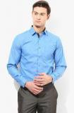 Black Coffee Blue Solid Slim Fit Formal Shirt men