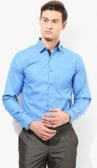 Black Coffee Blue Solid Slim Fit Formal Shirt men