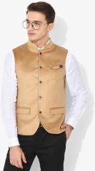 Blackberrys Beige Self Design Nehru Jackets men