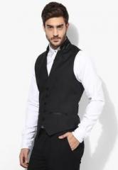 Blackberrys Black Printed Slim Fit Waistcoat men