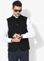 Blackberrys Black Woven Design Nehru Jacket men