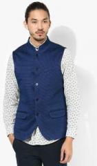 Blackberrys Blue Printed Nehru Jacket men