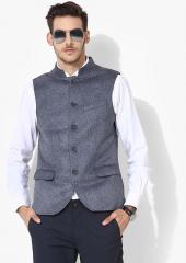 Blackberrys Blue Self Design Nehru Jacket men