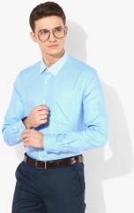 Blackberrys Blue Self Design Slim Fit Formal Shirt men