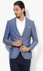 Blackberrys Blue Solid Slim Fit Blazer men