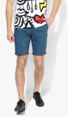 Blackberrys Blue Solid Slim Shorts men