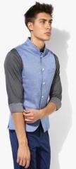 Blackberrys Blue Textured Waistcoat men