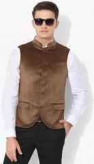 Blackberrys Brown Self Design Nehru Jackets men