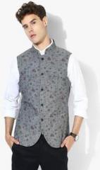 Blackberrys Grey Printed Waistcoat men