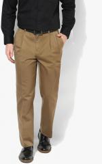 Blackberrys Khaki Solid Regular Fit Formal Trouser men