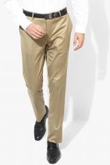 Blackberrys Khaki Solid Slim Fit Formal Trouser men