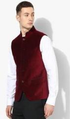 Blackberrys Maroon Solid Waistcoat men