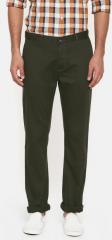 Blackberrys Men Olive Green Sharp Regular Fit Solid Trousers