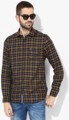 Blackberrys Mustard Checked Slim Fit Casual Shirt men