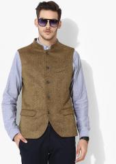 Blackberrys Mustard Self Design Nehru Jacket men