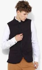 Blackberrys Navy Blue Printed Slim Fit Waistcoat men