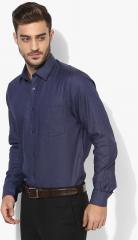 Blackberrys Navy Blue Self Design Slim Fit Formal Shirt men