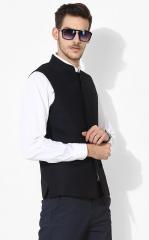 Blackberrys Navy Blue Solid Nehru Jacket men