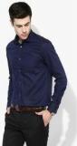 Blackberrys Navy Blue Solid Slim Fit Formal Shirt men