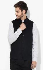 Blackberrys Navy Blue Solid Slim Fit Waistcoat men