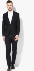 Blackberrys Navy Blue Solid Slim Suit men