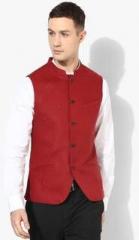 Blackberrys Red Solid Waistcoat men