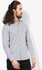 Blackberrys White Printed Slim Fit Casual Shirt men