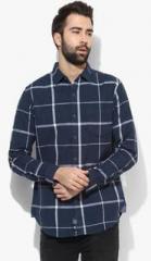 Blue Saint Navy Blue Checked Casual Shirt men