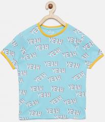 Bossini Blue Printed Round Neck T Shirt boys