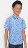 Bossini Blue Regular Fit Printed Casual Shirt Boys