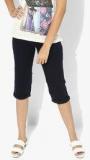 Bossini Navy Blue Solid Capri women