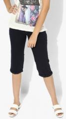 Bossini Navy Blue Solid Capri women