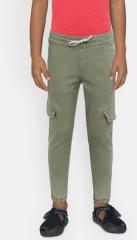 Bossini Olive Green Mid Rise Clean Look Denim Jogger boys