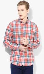 Bossini Orange Checked Regular Fit Casual Shirt men