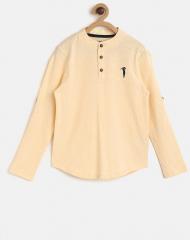 Bossini Peach Solid Henley Neck Tshirts boys