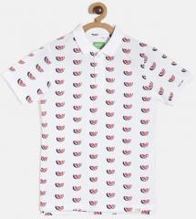 Bossini White Printed Polo Collar T Shirt boys