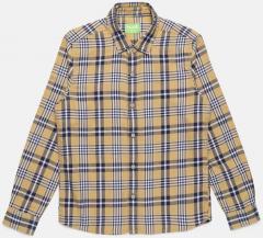 Bossini Yellow & Navy Blue Regular Fit Checked Casual Shirt boys