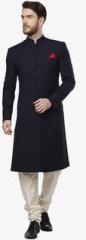 Brahaan Blue Tag Navy Blue Solid Sherwani men