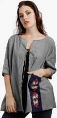 Breya Grey Solid Shrug women