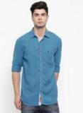 British Club Blue Slim Fit Solid Casual Shirt Men