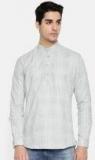 British Club Men Grey & White Striped Straight Kurta