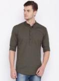 British Club Men Grey Solid Straight Kurta