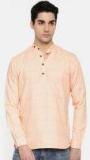 British Club Men Orange Solid Straight Kurta