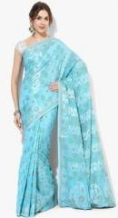 Bunkar Aqua Blue Embellished Banarasi Saree women