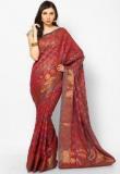 Bunkar Maroon Silk Blend Saree Women