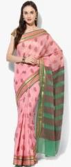 Bunkar Pink Embellished Banarasi Saree women