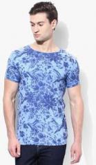 Burton Blue Printed Round Neck T Shirts men