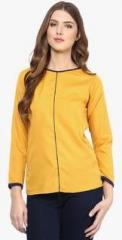 Calgari Mustard Yellow Solid Blouse women